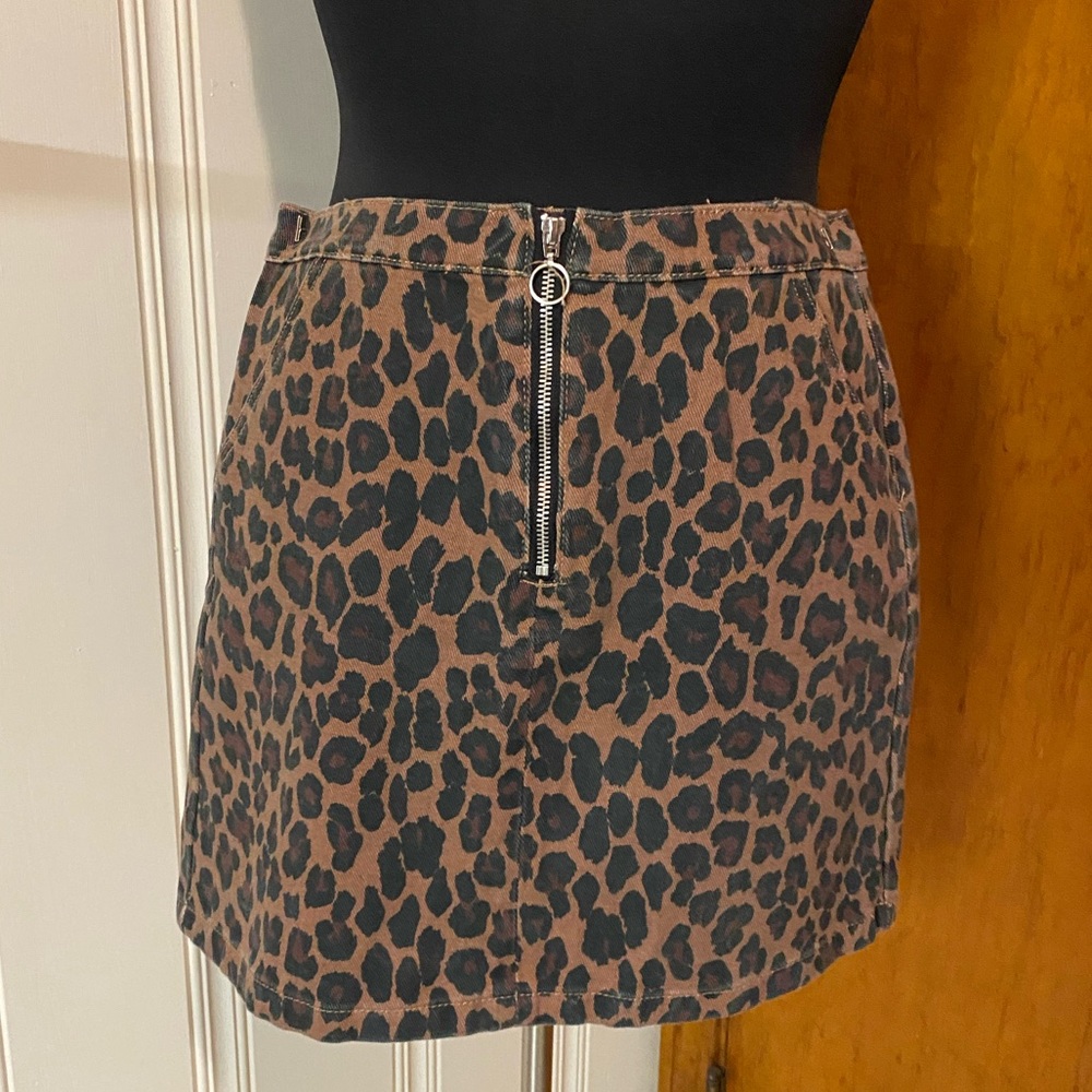 Leopard Short Jean Skirt - NWT - Size L